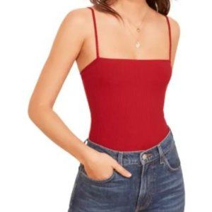 Reformation Red Crystal Stripe Bodysuit Small